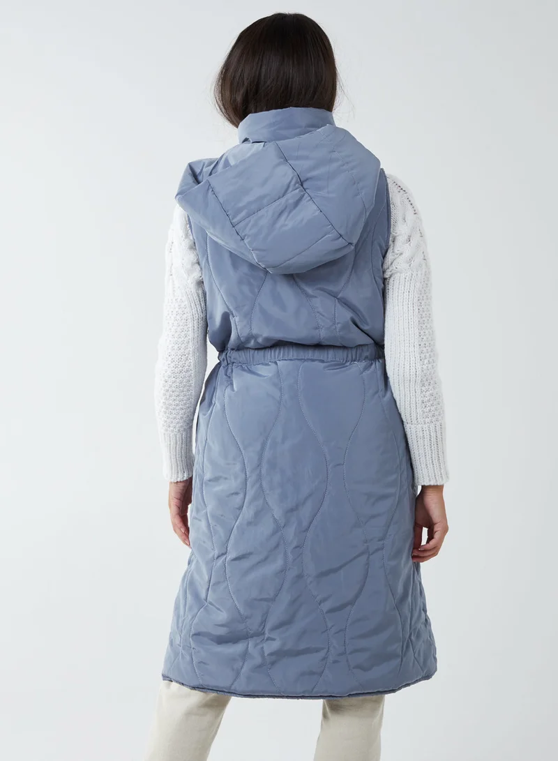 Blue Vanilla Quilted Belted Gilet